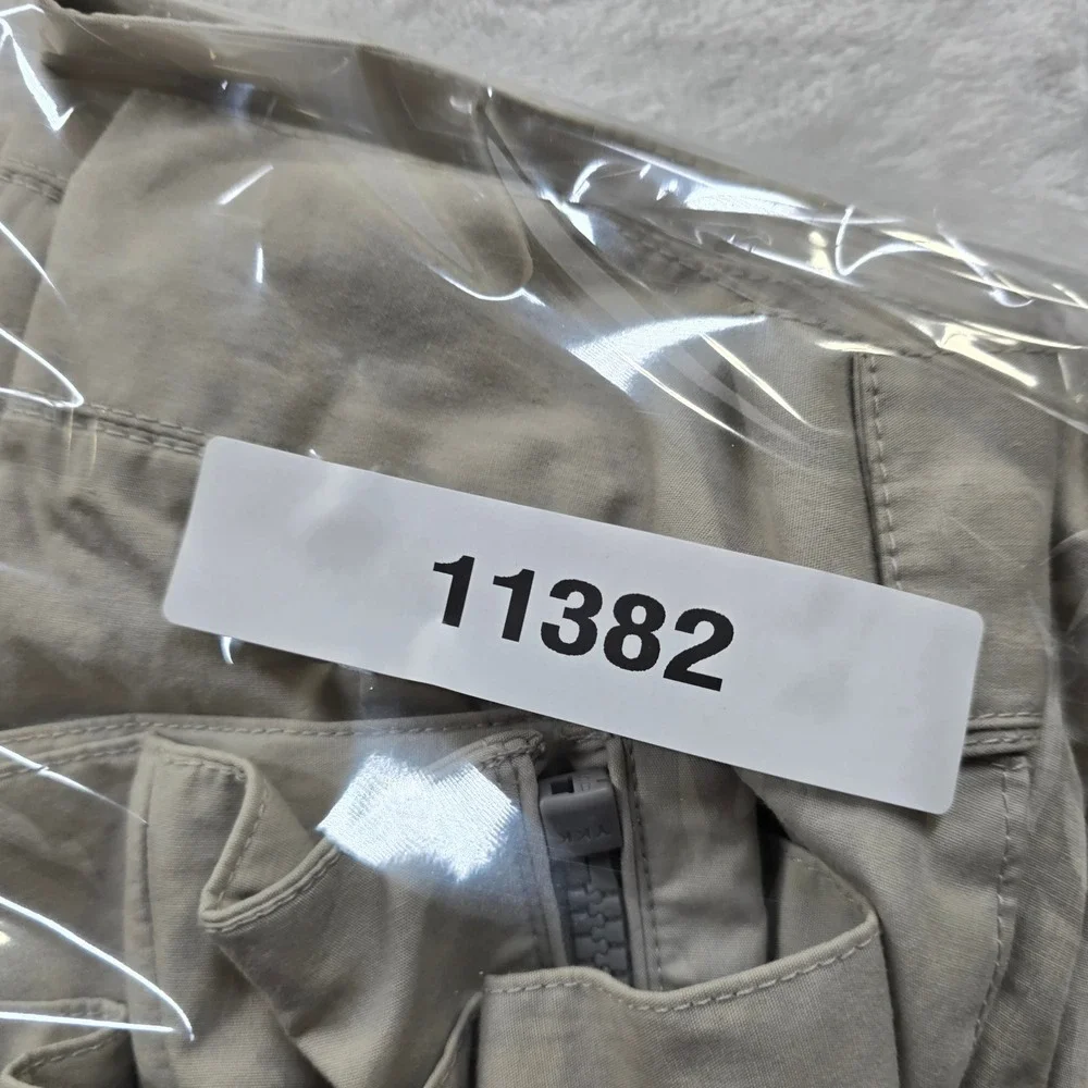 Banana Republic Bomber Jacket Mens XL Beige White Cotton Coated‎ Bi-Swing Zip